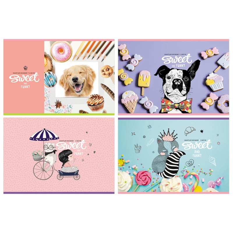 Альбом для рисования 08л., А4, на скрепке BG "Sweet&amp;funny", эконом АР4ск8 10970