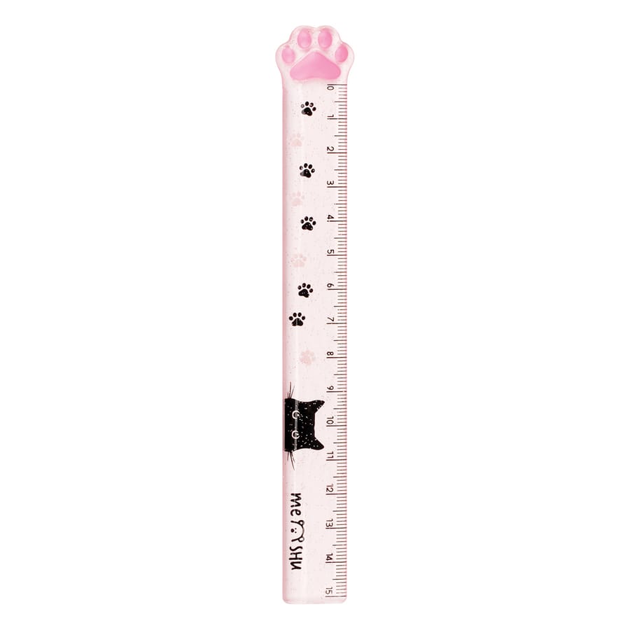 Линейка 15см MESHU "Paw", пластиковая, тонированная, с блестками, MS_46036