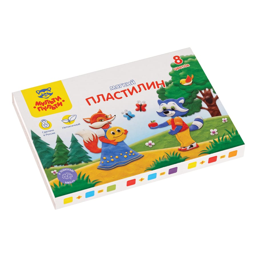 Пластилин Мульти-Пульти "Енот в сказке", 08 цветов, 96г, со стеком, картон МП_41708
