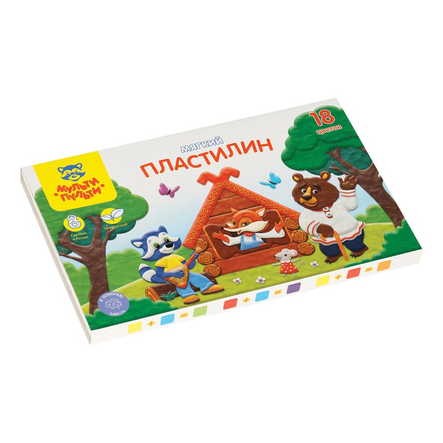 Пластилин Мульти-Пульти "Енот в сказке", 18 цветов, 216гр, со стеком, картон МП_41713