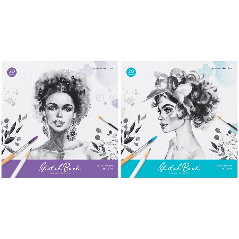 Скетчбук для акварели 20л., 250*250 ArtSpace "Portrait", на склейке, 180г/м2 Сак20сг_38353