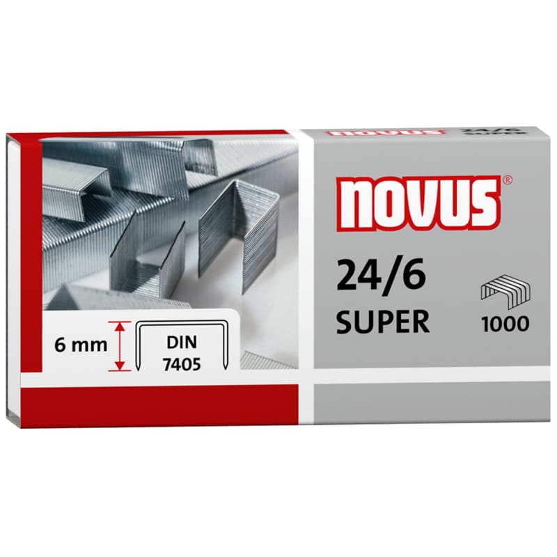 Скобы для степлера №24/6 Novus, оцинкованные, 1000шт. 040-0026