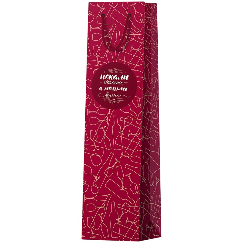 Пакет подарочный 12*36*8,5см ArtSpace "Red theme",, под бутылку Pb_39836