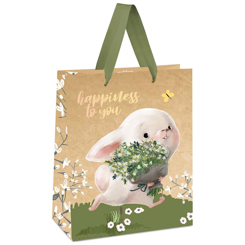 Пакет подарочный 18*23*10см MESHU "Happiness to you", отд. фольгой, крафт MS_45708