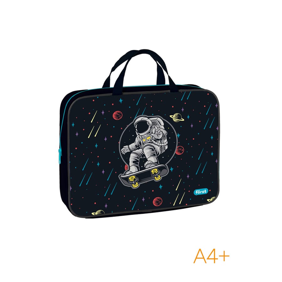 Папка текстильная с ручками 1 отделение, А4 Först "Outer space", на молнии FT-FB-A40321