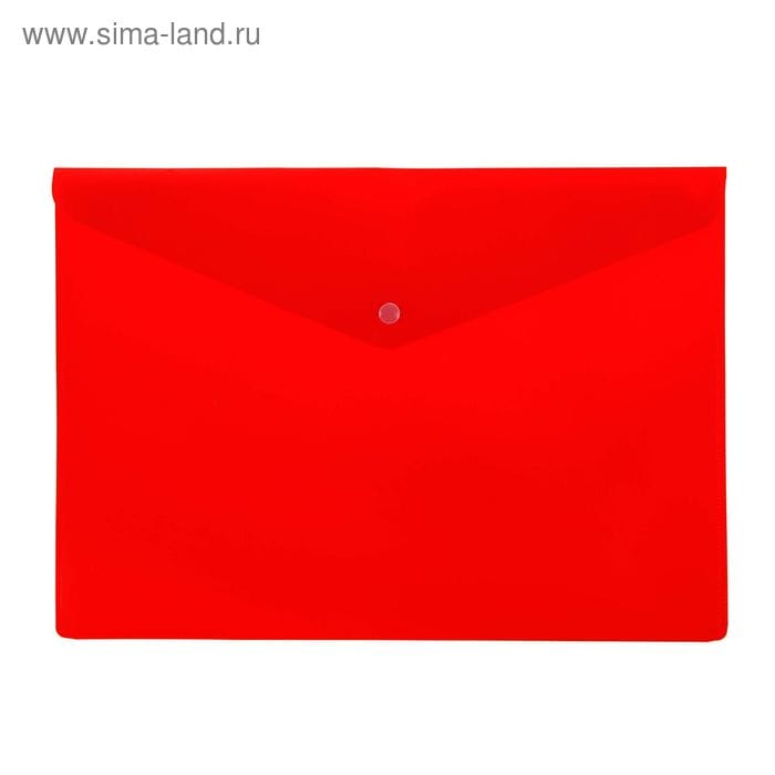 Конверт на кнопке Бюрократ -PK803ANRED A4 непрозрачный пластик 0.18мм красный 816638