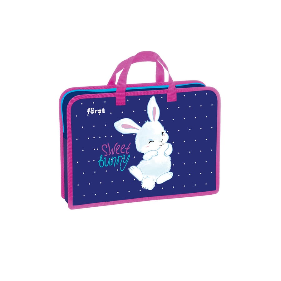 Папка с ручками 1 отделение, А4 Först "Sweet bunny", 340*245*75мм, на молнии FT-HB-750301