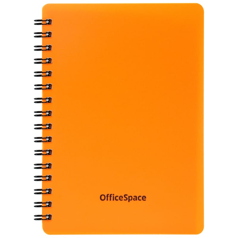 Записная книжка А6 60л., на гребне OfficeSpace "Neon", оранжевая пл/обл Зк6к60грП_35417