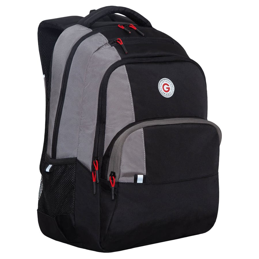 Рюкзак Grizzly, 32*45*23см, 2 отделения, 4 кармана, анат/ спинка, черный-серый RU-330-1/1