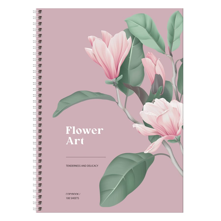Тетрадь 100л., А4 клетка на гребне BG "Flower art", матовая ламинация,ТТ4гр100_лм 11220