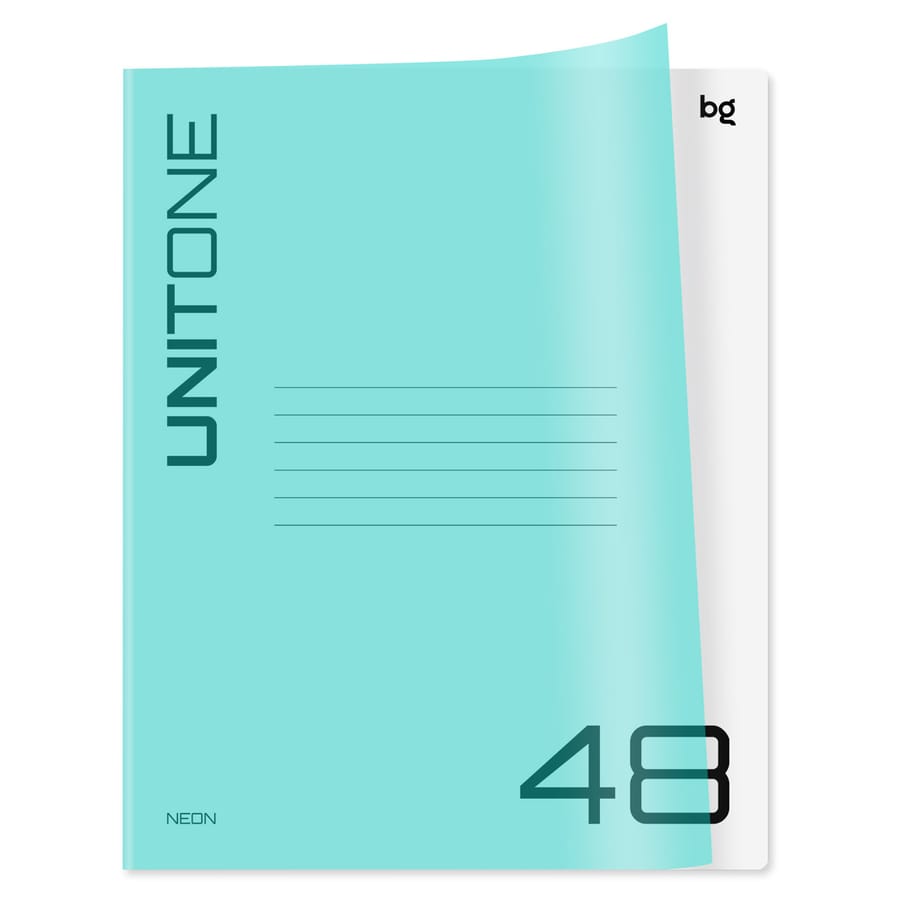 Тетрадь 48л. клетка BG "UniTone. Neon", пластиковая обложка, неон голубой Т5ск48_пл 12472