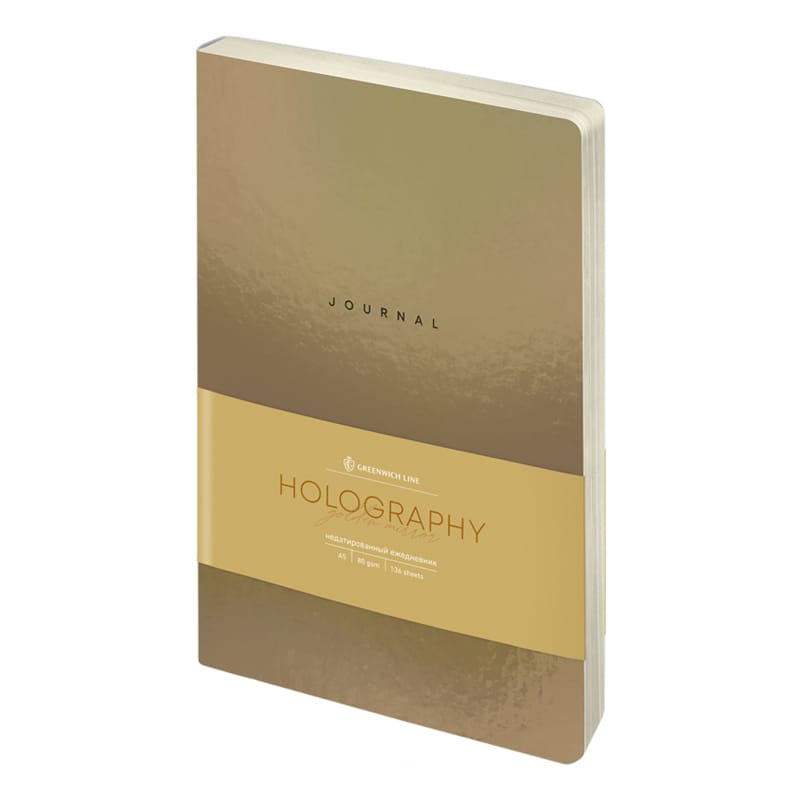 Ежедневник недат. А5, 136л.,  Greenwich Line "Holography. Golden mirror", тон. блок ENA5_45009