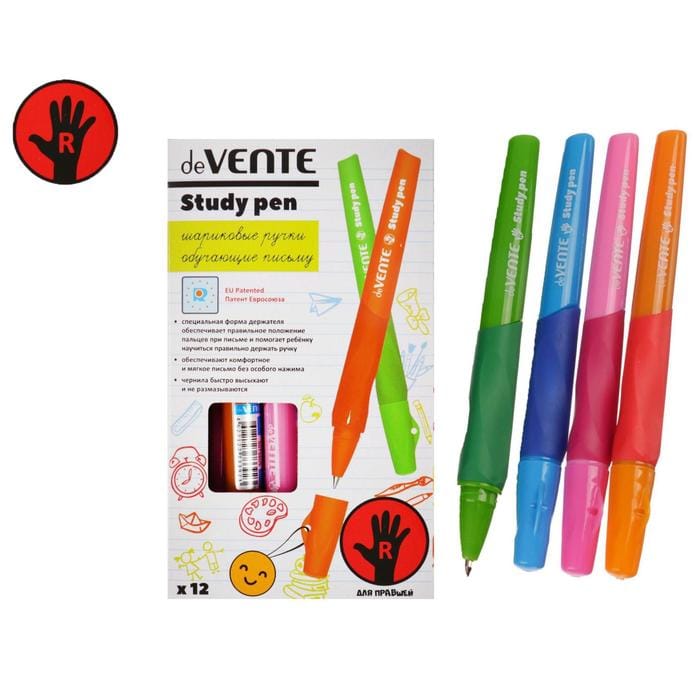 Ручка обучающая для правши deVENTE Study Pen, узел 0,7 мм, каучуковый держатель.5082323