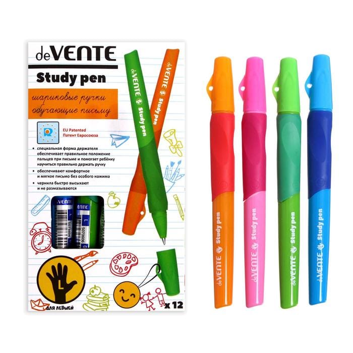 Ручка обучающая для левши deVENTE Study Pen, узел 0,7 мм, каучуковый держатель.5082324