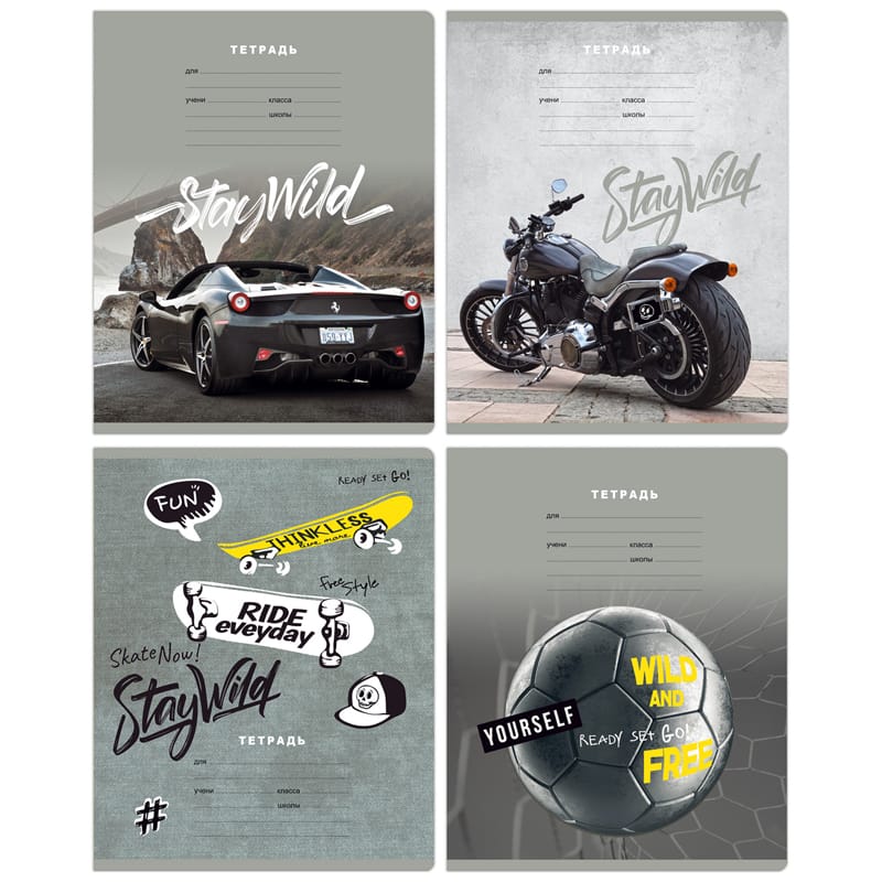 Тетрадь 12л., клетка BG "Stay wild", выб. лак Т5ск12_вл 11685
