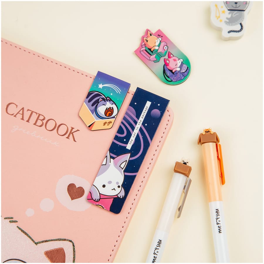 Закладки магнитные для книг, 3шт., MESHU "Catbox" MS_46725