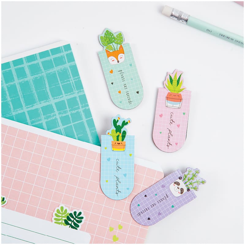 Закладки магнитные для книг, 4шт., 70*165мм, MESHU "Succulent" MS_39344