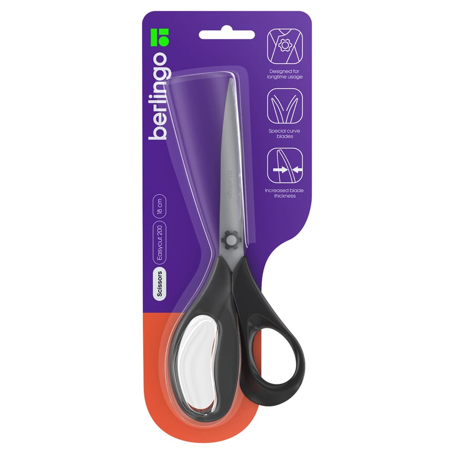 Ножницы Berlingo "Easycut 200" 18см, эргономичные ручки, европодвес DNn_18045