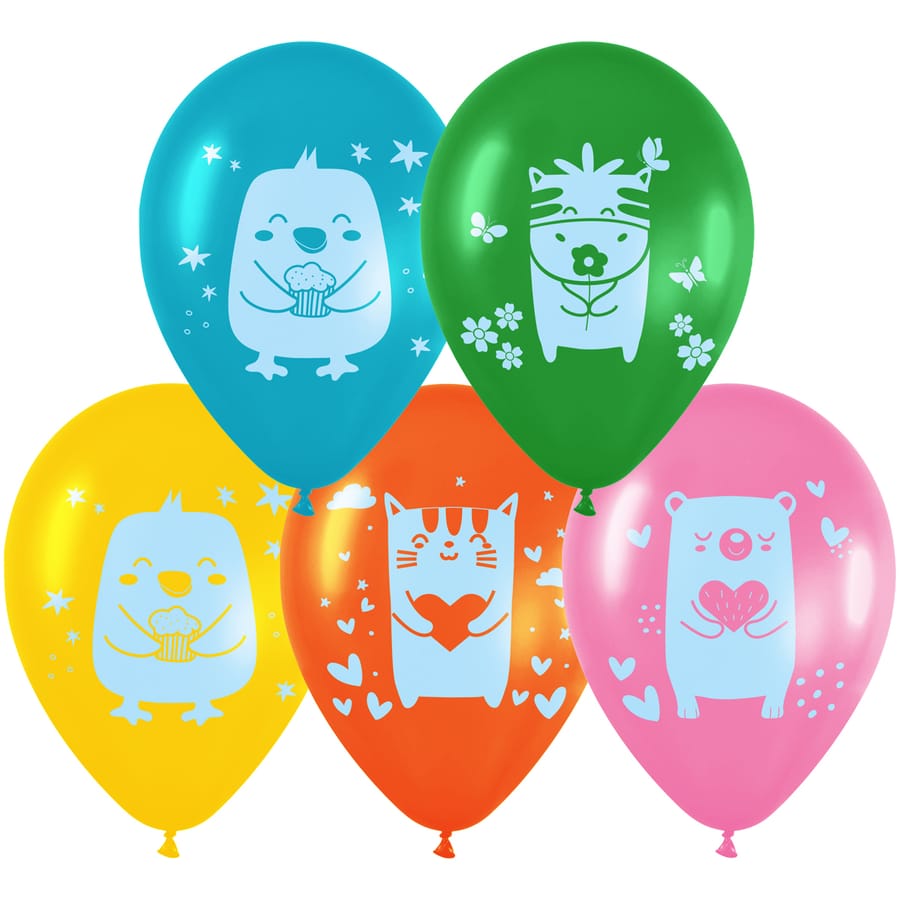 Воздушные шары,  10шт., М12/30см, MESHU "Kids friends", пастель, ассорти MS_52767