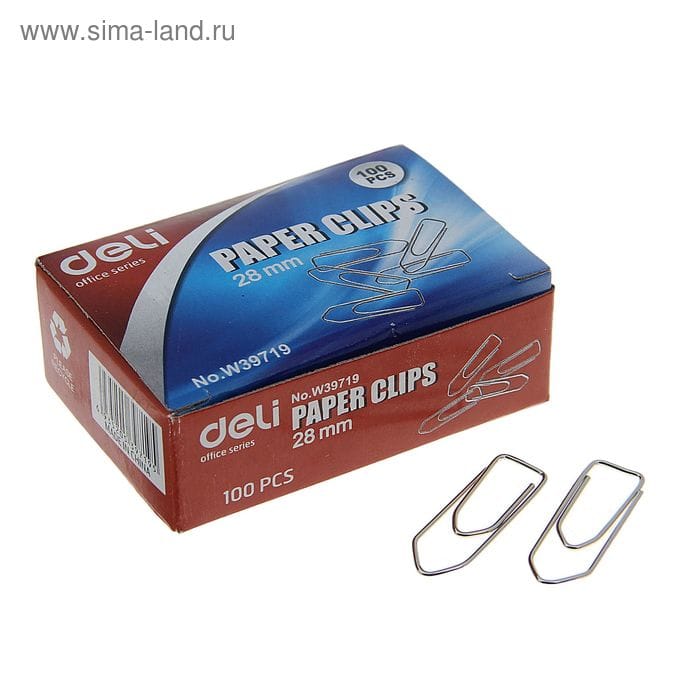 Скрепки Deli E39719 металл никелированные треугольник 28мм (упак.:100шт). 382085