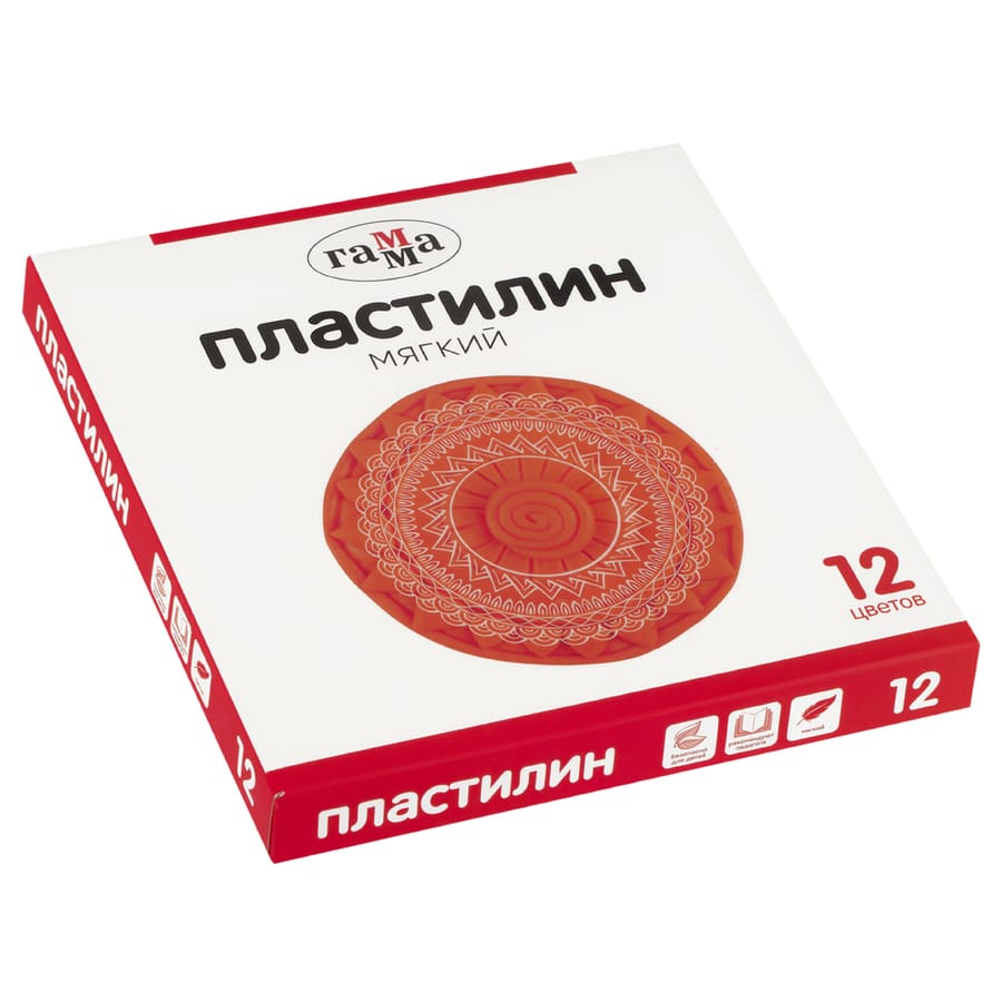 Пластилин Гамма, 12 цветов, 240г, со стеком, картон. упаковка 2001241_12