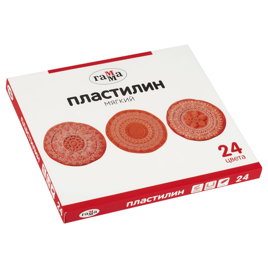 Пластилин Гамма, 24 цвета, 480г, со стеком, картон. упаковка 2001241