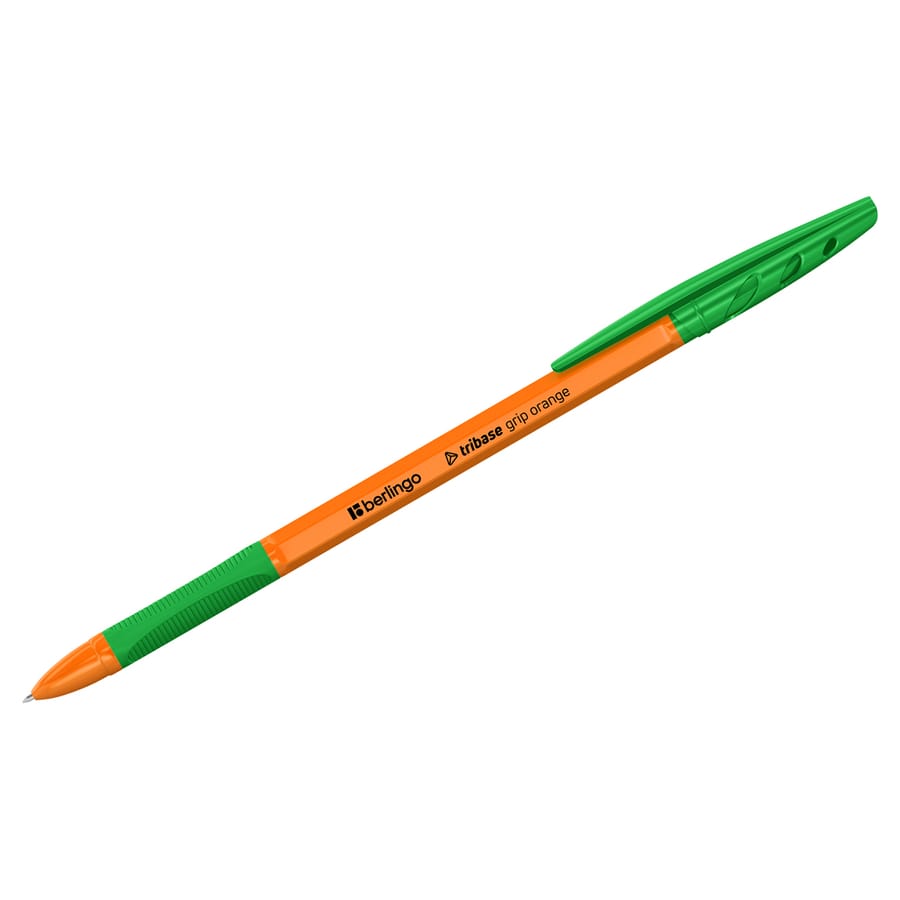 Ручка шариковая Berlingo "Tribase grip orange" зеленая, 0,7мм, грип CBp_70961