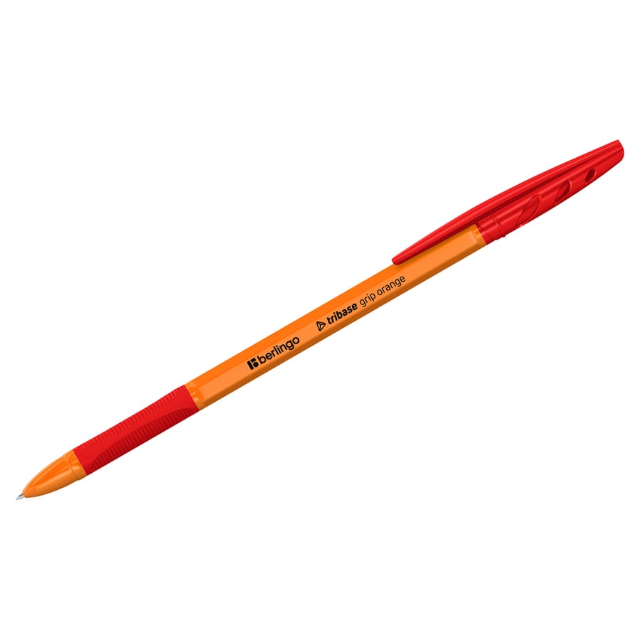 Ручка шариковая Berlingo "Tribase grip orange" красная, 0,7мм, грип CBp_70963