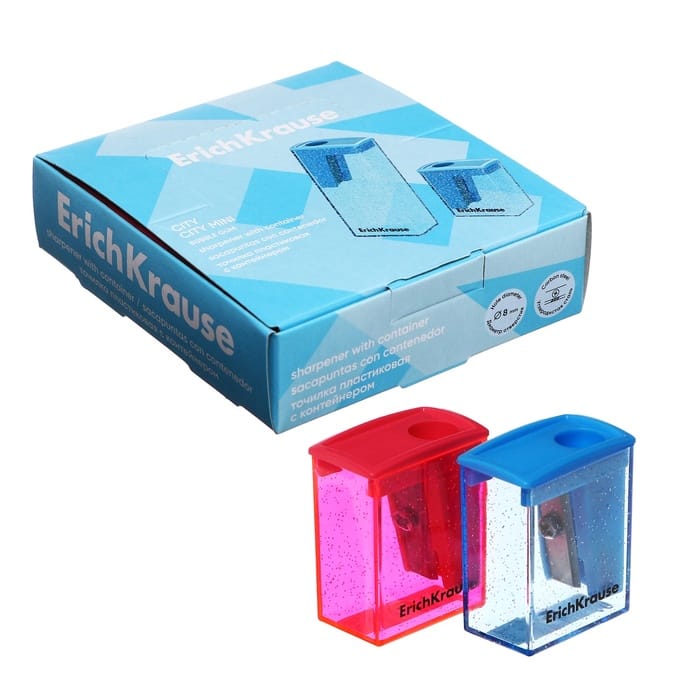 Точилка 1 отверстие ErichKrause "City Mini" Bubble Gum, с контейнером, пластиковая, МИКС 10343496
