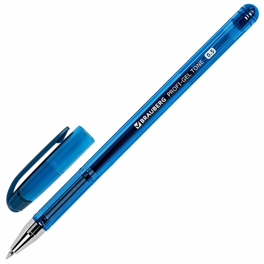 Ручка гелевая BRAUBERG Profi-Gel TONE, СИНЯЯ, линия 0,4мм, 144128