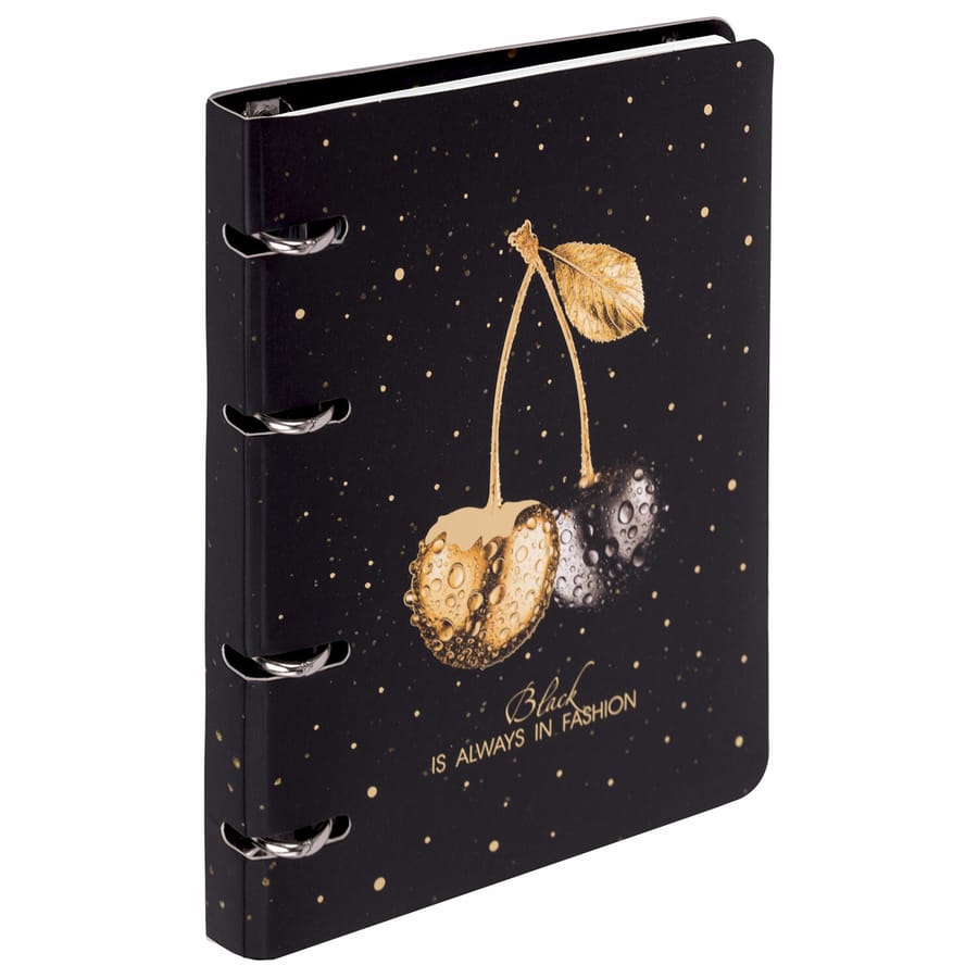 Тетрадь на кольцах А5 160х212мм, 120л, картон, фольга, клетка, BRAUBERG, Black&amp;Gold, 404735
