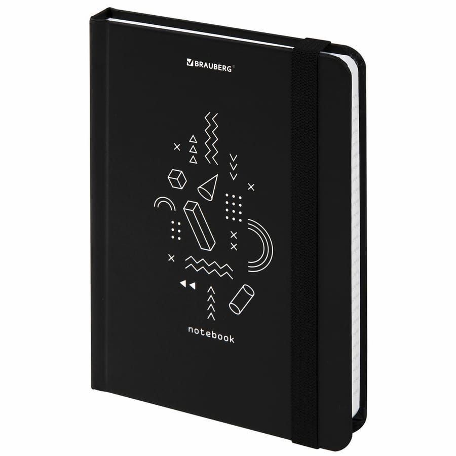 Блокнот с резинкой в клетку 96л, МАЛЫЙ ФОРМАТ А6 109х148, твердая обложка, BRAUBERG, Elements,113736