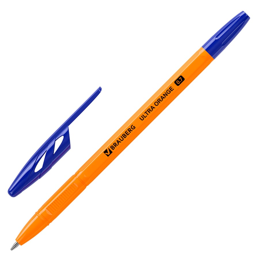 Ручка шарик. BRAUBERG "ULTRA ORANGE"/М-500,СИН.,0,7мм,черн.ГЕРМАНИЯ,наконеч.ШВЕЙЦАРИЯ,143562/143448