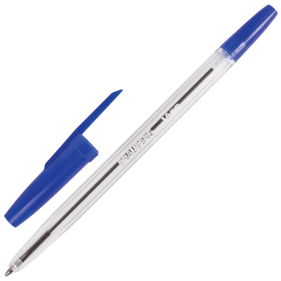 */*/Ручка шариковая BRAUBERG Line, СИНЯЯ, корпус прозрачный, узел 1мм, линия письма 0,5мм, 141097