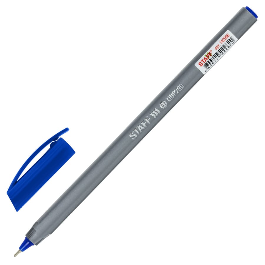 Ручка шариковая масляная STAFF EVERYDAY  OBP-290,СИНЯЯ, трехгранная, узел 0,7мм, линия 0,35мм,142996