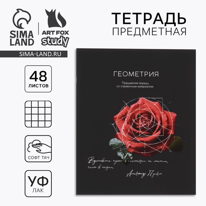 Предметная тетрадь А5, 48 л на скрепке «Силуэт.Геометрия» Софт тач лам, уф лак 10185486