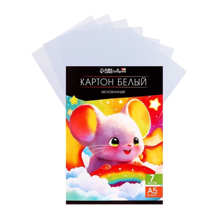 Картон белый А5, 7 листов, 230 г/м2, мелованный, в папке 3802525