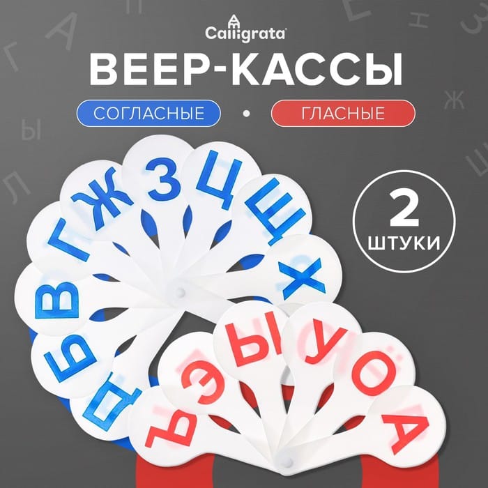 Набор веер-касс, гласные и согласные буквы, Calligrata, 2 штуки, пакет с европодвесом 5598624