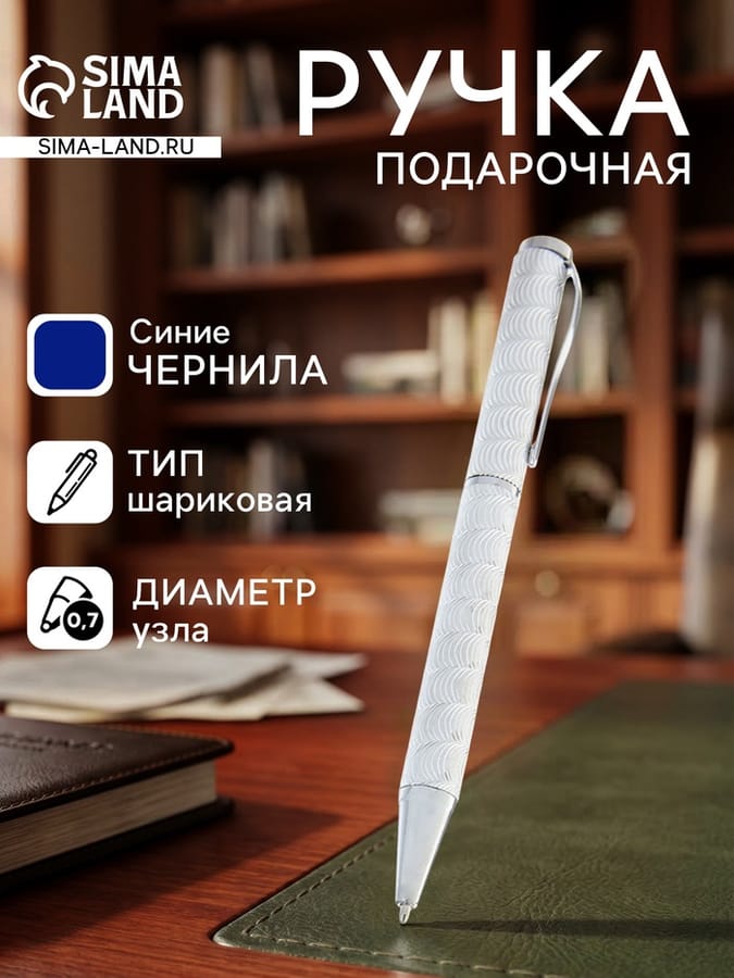 Ручка подарочная, шариковая "Супер" в пластиковом футляре, поворотная, серебристая 592365
