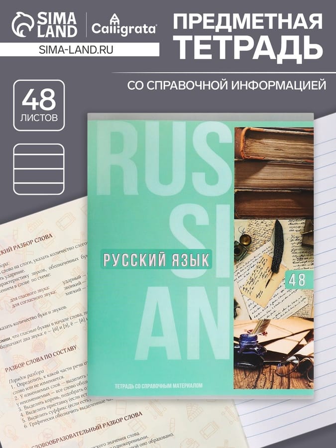 Тетрадь предметная Calligrata TOP "Полоса", 48 листов в линию Русский язык, 5927046