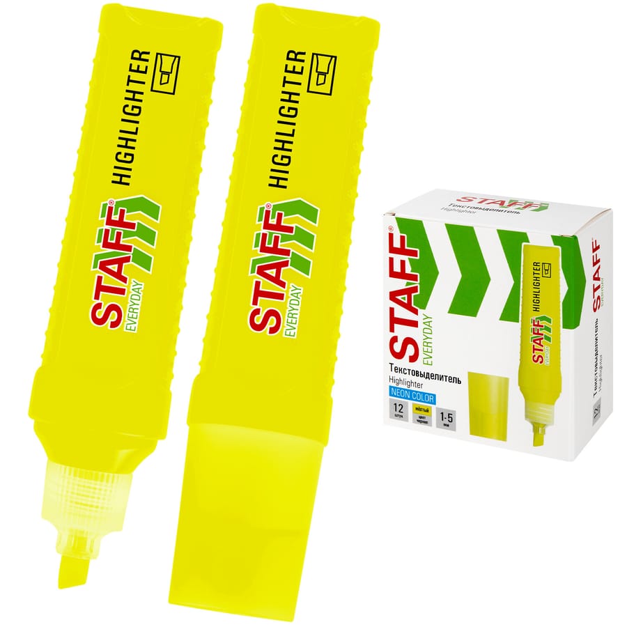 Текстовыделитель STAFF EVERYDAY HL-707, ЖЕЛТЫЙ, линия 1-5 мм, 152542