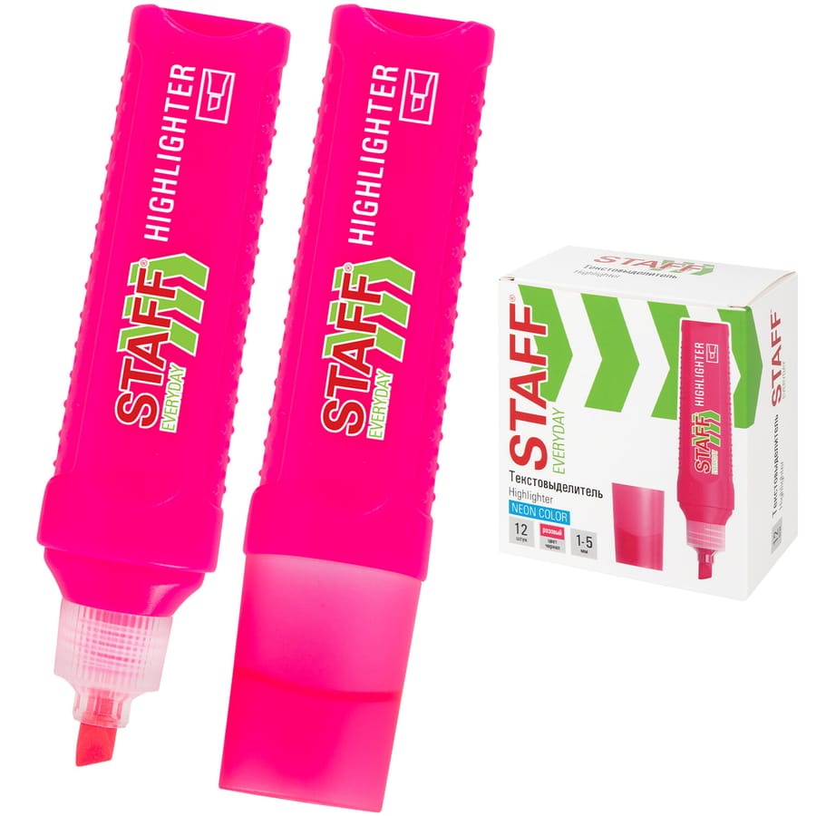 Текстовыделитель STAFF EVERYDAY HL-707, РОЗОВЫЙ, линия 1-5 мм, 152544