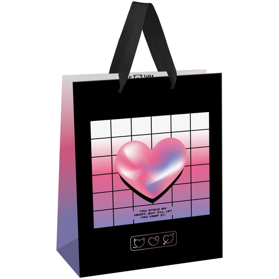 Пакет подарочный 11*14*6,5см MESHU "Heart", голографический картон MS_61685