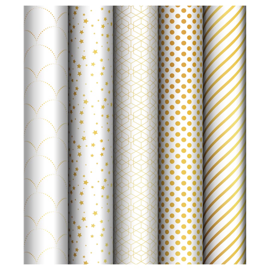 Упаковочная бумага глянц. 70*100см, MESHU "Pattern on white", 80г/м2, ассорти 5 дизайнов MS_53492