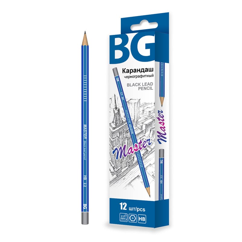 Карандаш ч/г BG "Master" HB, шестигран., европодвес KR 4631