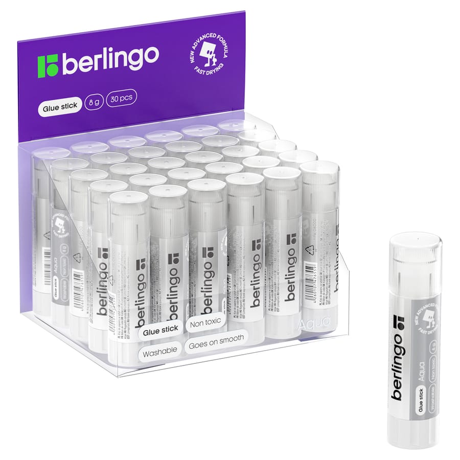 Клей-карандаш Berlingo "Aqua", 08г, прозрачный, ПВП FPp_08000