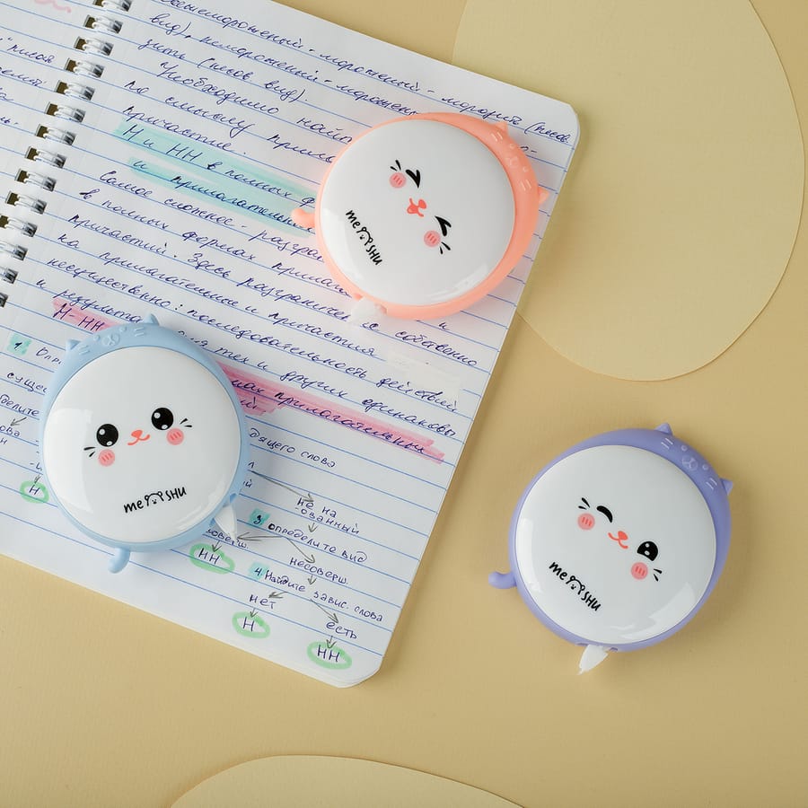 Корректирующая лента MESHU "Meow", 5мм*6м, блистер, европодвес, ассорти MS_54215