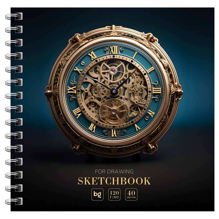 Скетчбук 40л., 170*170 BG "Steampunk.Time", на гребне, глянцевая лам., фольга, 120г/м2 Скв40гр_58080