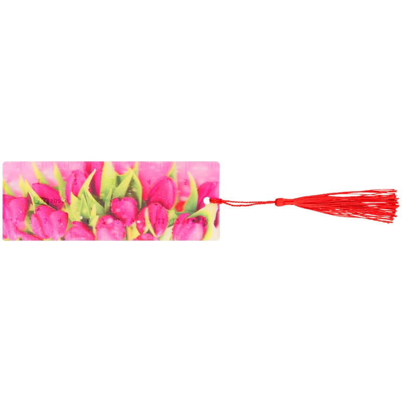 Закладка для книг 3D с линейкой, 150*55мм, ArtSpace "Tulips", декоративный шнурок 3D_31155