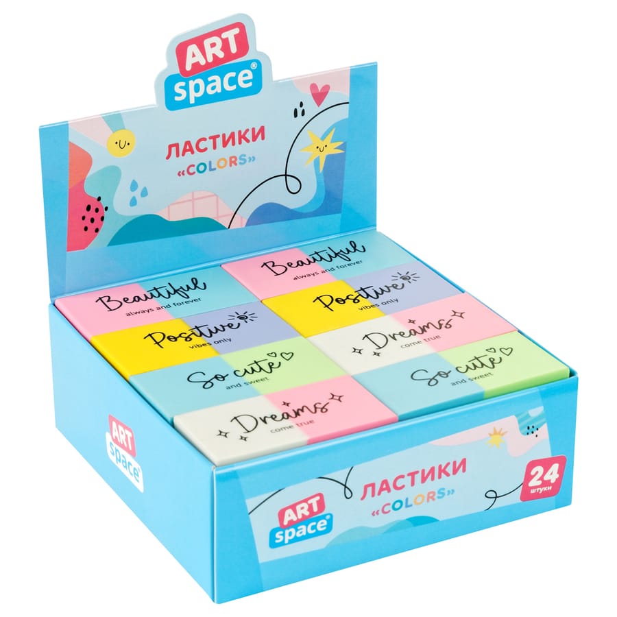 Ластик ArtSpace "Colors", прямоугольный, 44*22*11мм ER_44733